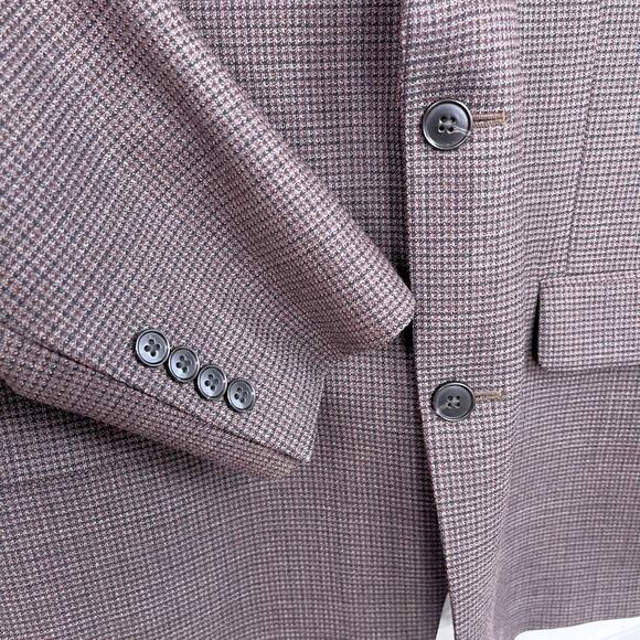 Jos A Bank Travelers Wool Tailored Fit Sport Coat Brown Plaid Mens 44L 44 Long - Picture 3 of 8